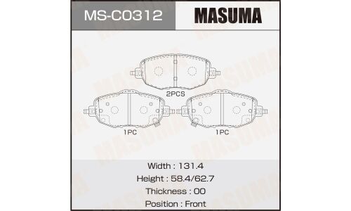 Колодки тормозные дисковые Masuma, передние, комплект на ось (4 шт), арт. MS-C0312