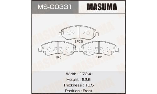 Колодки тормозные дисковые Masuma, передние, комплект на ось (4 шт), арт. MS-C0331