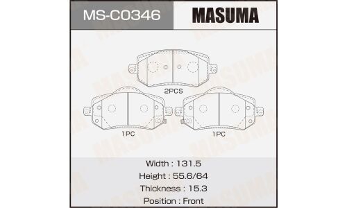 Колодки тормозные дисковые Masuma, передние, комплект на ось (4 шт), арт. MS-C0346