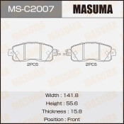 Колодки тормозные дисковые Masuma передние, комплект на ось (4 шт), арт. MS-C2007