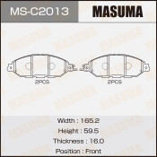 Колодки тормозные дисковые Masuma передние, комплект на ось (4 шт), арт. MS-C2013