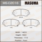 Колодки тормозные дисковые Masuma передние, комплект на ось (4 шт), арт. MS-C2016