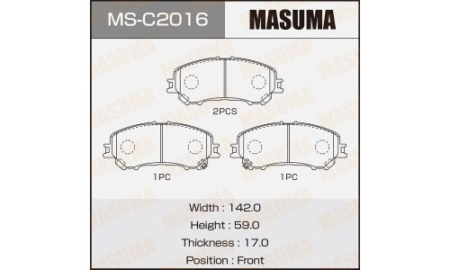 Колодки тормозные дисковые Masuma передние, комплект на ось (4 шт), арт. MS-C2016