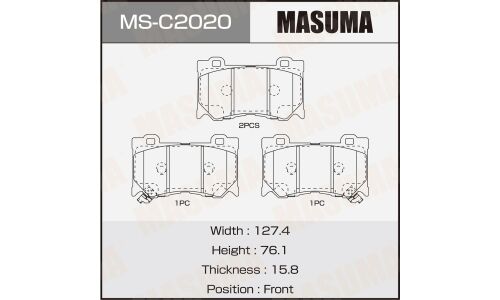 Колодки тормозные дисковые Masuma передние, комплект на ось (4 шт), арт. MS-C2020
