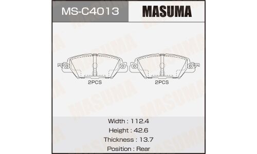 Колодки тормозные дисковые Masuma, задние, комплект на ось (4 шт), арт. MS-C4013