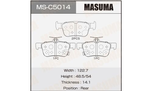 Колодки тормозные дисковые Masuma, задние, для Honda Civic, Changan CS35 Plus, комплект на ось (4 шт), арт. MS-C5014