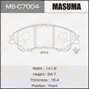 Колодки тормозные дисковые Masuma, передние, комплект на ось (4 шт), арт. MS-C7004 Колодки тормозные дисковые Masuma, передние, комплект на ось (4 шт), арт. MS-C7004