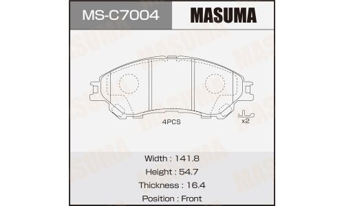 Колодки тормозные дисковые Masuma, передние, комплект на ось (4 шт), арт. MS-C7004