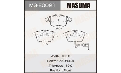 Колодки тормозные дисковые Masuma передние, комплект на ось (4 шт), арт. MS-E0021