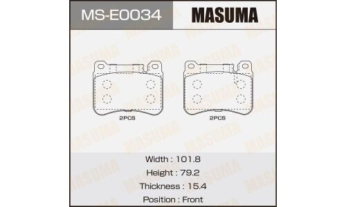 Колодки тормозные дисковые Masuma задние, комплект на ось (4 шт), арт. MS-E0034