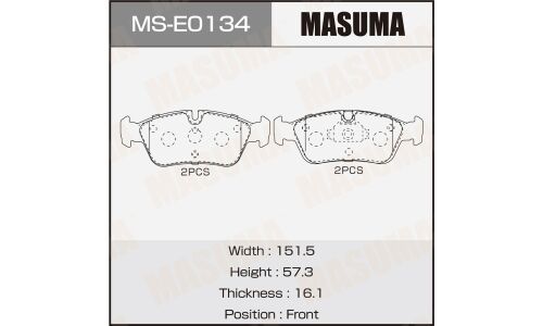Колодки тормозные дисковые Masuma, передние, для BMW E36 / E46, комплект на ось (4 шт), арт. MS-E0134