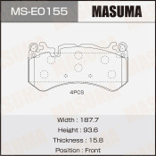 Колодки тормозные дисковые Masuma, передние, комплект на ось (4 шт), арт. MS-E0155