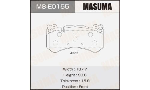 Колодки тормозные дисковые Masuma, передние, комплект на ось (4 шт), арт. MS-E0155