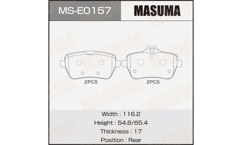 Колодки тормозные дисковые Masuma, задние, комплект на ось (4 шт), арт. MS-E0157