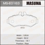 Колодки тормозные дисковые Masuma, задние, для Mercedes-Benz W463, комплект на ось (4 шт), арт. MS-E0163