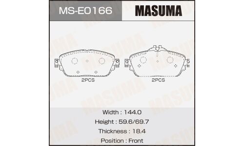 Колодки тормозные дисковые Masuma передние, комплект на ось (4 шт), арт. MS-E0166