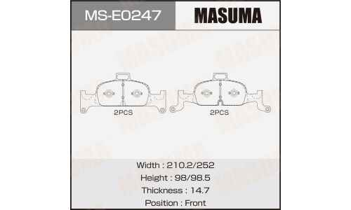 Колодки тормозные дисковые Masuma, передние, комплект на ось (4 шт), арт. MS-E0247