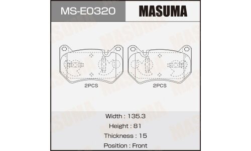 Колодки тормозные дисковые Masuma, передние, комплект на ось (4 шт), арт. MS-E0320