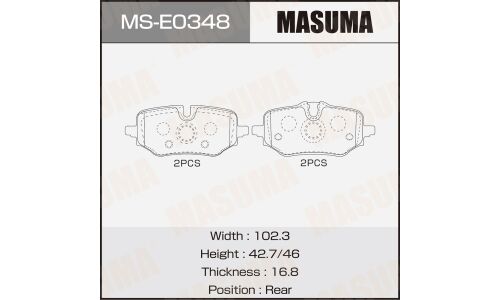Колодки тормозные дисковые Masuma, задние, комплект на ось (4 шт), арт. MS-E0348