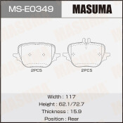 Колодки тормозные дисковые Masuma, задние, комплект на ось (4 шт), арт. MS-E0349