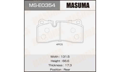 Колодки тормозные дисковые Masuma, задние, комплект на ось (4 шт), арт. MS-E0354
