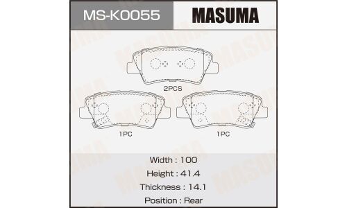 Колодки тормозные дисковые Masuma, передние, для Hyundai Solaris / Elantra, KIA Rio / Soul / Sportage, комплект на ось (4 шт), арт. MS-K0055