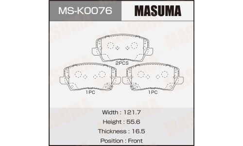 Колодки тормозные дисковые Masuma, передние, для KIA Picanto, комплект на ось (4 шт), арт. MS-K0076
