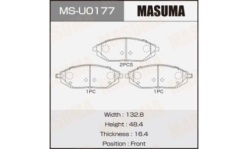 Колодки тормозные дисковые Masuma, передние, комплект на ось (4 шт), арт. MS-U0177