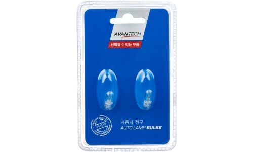 Лампа Avantech Autolamp Bulbs W3W (W2.2x5.2d, T7), 14В, 3Вт, комплект 2 шт, арт. AIB8212P