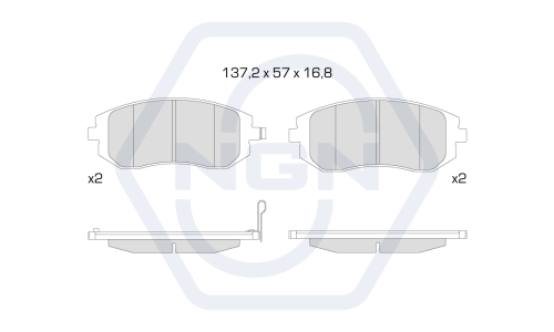 Колодки тормозные дисковые NGN, передние, комплект на ось (4 шт), арт. 3501915