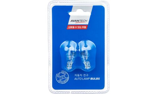 Лампа Avantech Autolamp Bulbs W10W (W2.1x9.5d, T13), 12В, 10Вт, комплект 2 шт, арт. AIB1772P