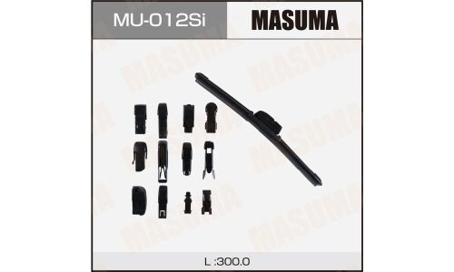 Щетка стеклоочистителя Masuma Silicone 300мм (12") бескаркасная, всесезонная, силиконовая, 13 переходников, 1 шт, арт. MU-012Si