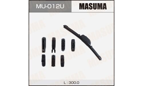 Щетка стеклоочистителя Masuma 300мм (12") бескаркасная, всесезонная, со спойлером, 8 переходников, 1 шт, арт. MU-012U