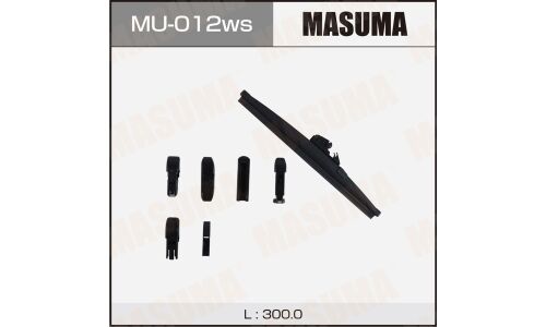 Щетка стеклоочистителя Masuma Optimum 300мм (12") каркасная зимняя, 6 переходников, 1 шт, арт. MU-012ws