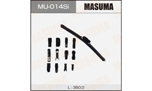 Щетка стеклоочистителя Masuma Silicone 350мм (14") бескаркасная, всесезонная, силиконовая, 13 переходников, 1 шт, арт. MU-014Si