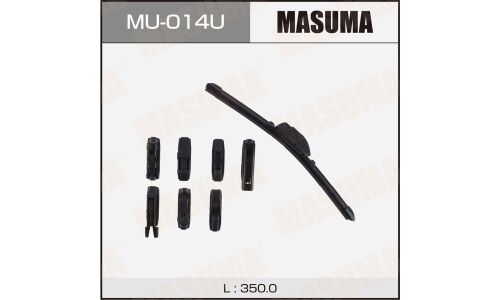 Щетка стеклоочистителя Masuma 350мм (14") бескаркасная, всесезонная, со спойлером, 8 переходников, 1 шт, арт. MU-014U