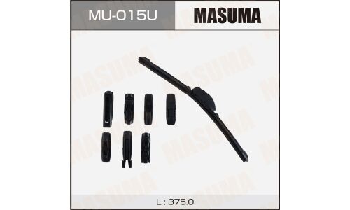 Щетка стеклоочистителя Masuma 375мм (15") бескаркасная, всесезонная, со спойлером, 8 переходников, 1 шт, арт. MU-015U
