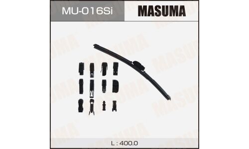 Щетка стеклоочистителя Masuma Silicone 400мм (16") бескаркасная, всесезонная, силиконовая, 13 переходников, 1 шт, арт. MU-016Si