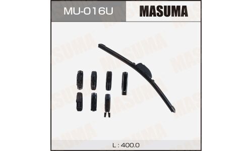 Щетка стеклоочистителя Masuma 400мм (16") бескаркасная, всесезонная, со спойлером, 8 переходников, 1 шт, арт. MU-016U