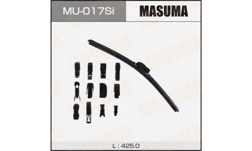 Щетка стеклоочистителя Masuma Silicone 425мм (17") бескаркасная, всесезонная, силиконовая, 13 переходников, 1 шт, арт. MU-017Si