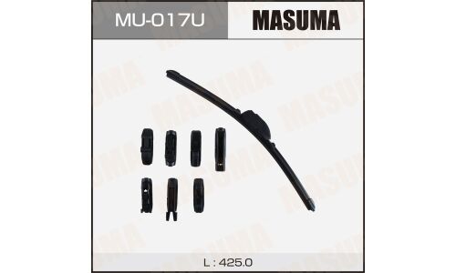 Щетка стеклоочистителя Masuma 425мм (17") бескаркасная, всесезонная, со спойлером, 8 переходников, 1 шт, арт. MU-017U