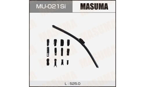 Щетка стеклоочистителя Masuma Silicone 525мм (21") бескаркасная, всесезонная, силиконовая, 13 переходников, 1 шт, арт. MU-021Si