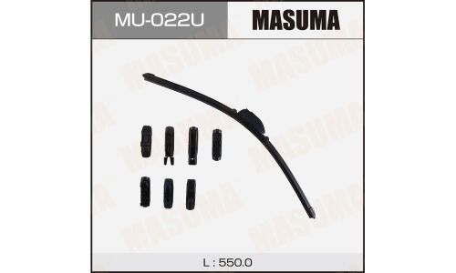Щетка стеклоочистителя Masuma 550мм (22") бескаркасная, всесезонная, 8 переходников, 1 шт, арт. MU-022U