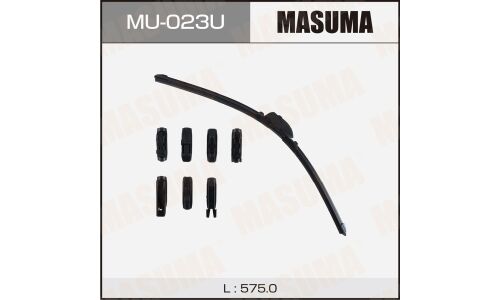 Щетка стеклоочистителя Masuma 575мм (23") бескаркасная, всесезонная, со спойлером, 8 переходников, 1 шт, арт. MU-023U