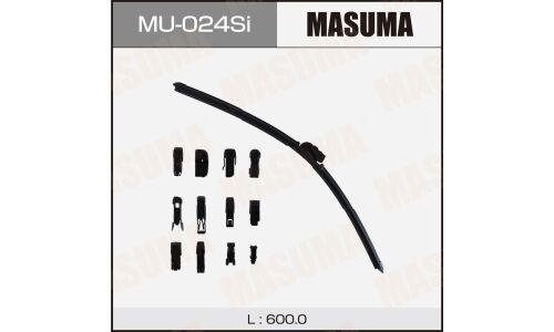 Щетка стеклоочистителя Masuma Silicone 600мм (24") бескаркасная, всесезонная, силиконовая, 13 переходников, 1 шт, арт. MU-024Si