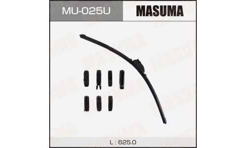 Щетка стеклоочистителя Masuma 625мм (25") бескаркасная, всесезонная, со спойлером, 8 переходников, 1 шт, арт. MU-025U
