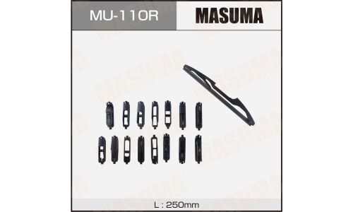 Щётка стеклоочистителя Masuma 250мм (10") каркасная, летняя, для заднего стекла, 15 переходников, 1 шт, арт. MU-110R