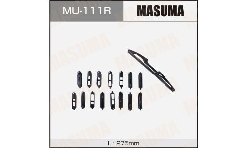 Щётка стеклоочистителя Masuma 275мм (11") каркасная, летняя, для заднего стекла, 15 переходников, 1 шт, арт. MU-111R