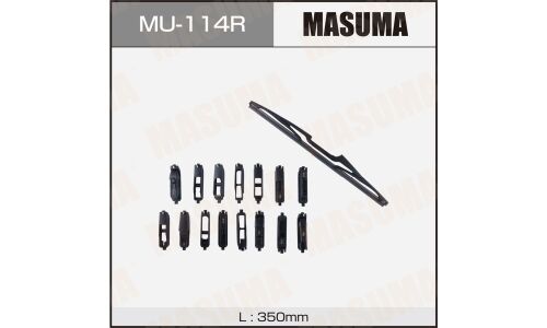 Щётка стеклоочистителя Masuma 350мм (14") каркасная, летняя, для заднего стекла, 15 переходников, 1 шт, арт. MU-114R