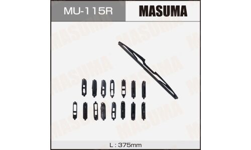 Щетка стеклоочистителя Masuma 375мм (15") каркасная, для заднего стекла, силиконовая, 1 шт